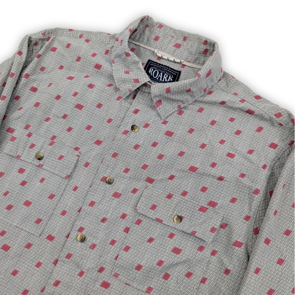 Roark Revival Other - Roark Revival Button Up Shirt Mens Large Gray Red Square Pattern Casual